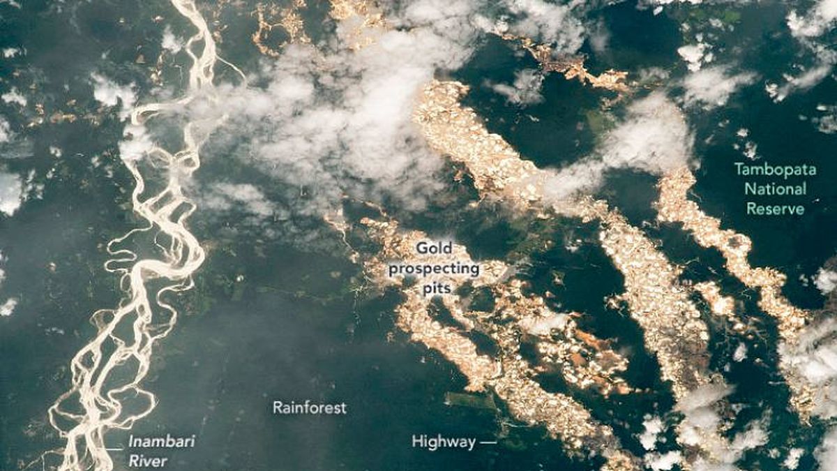 Una foto de la NASA donde se ven ríos de oro en Perú esconde una tragedia