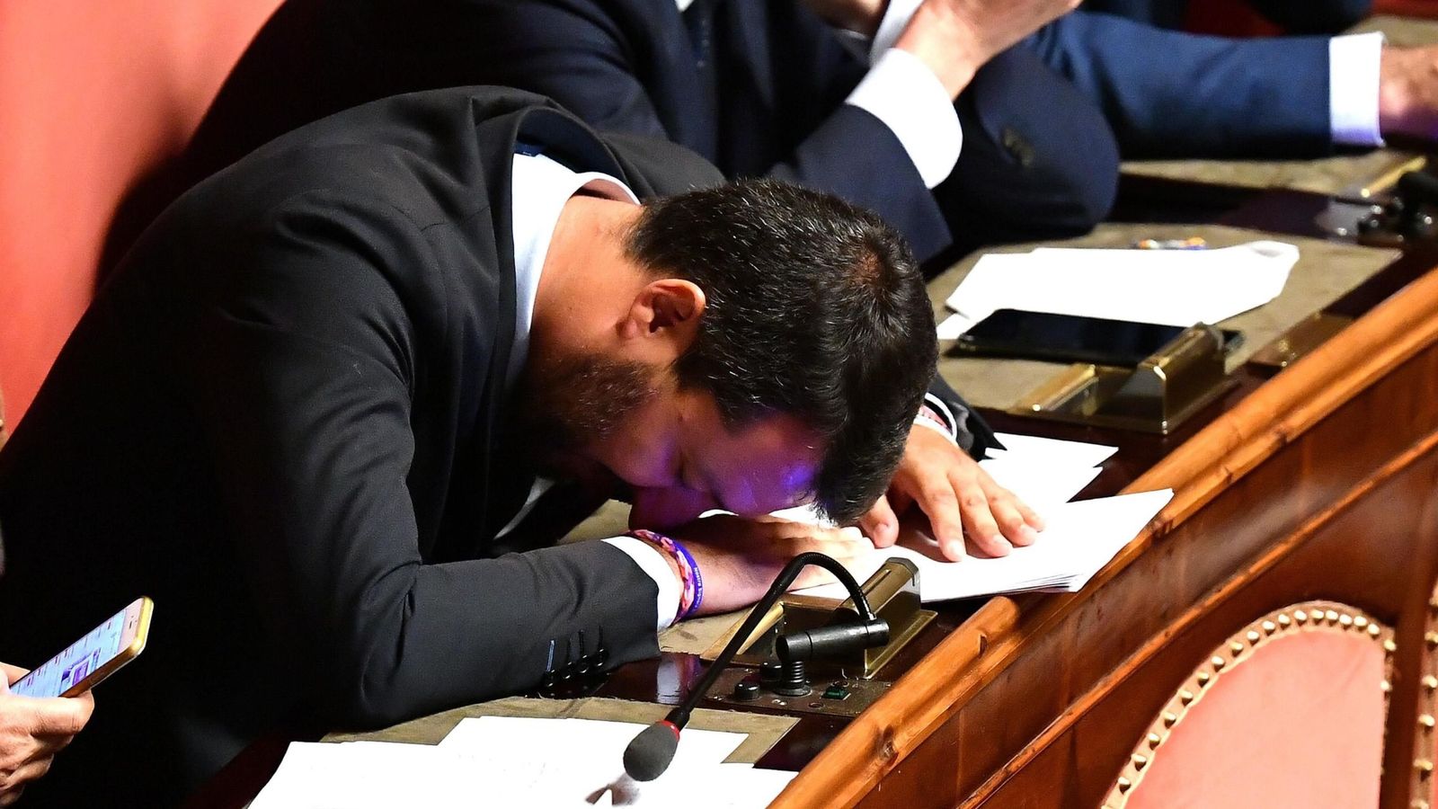 Foto: El ministro de Interior de Italia, Matteo Salvini, este martes en el Senado. (Reuters)