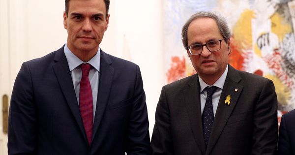 Foto: Pedro Sánchez y Quim Torra, durante su encuentro en Pedralbes. (Reuters)