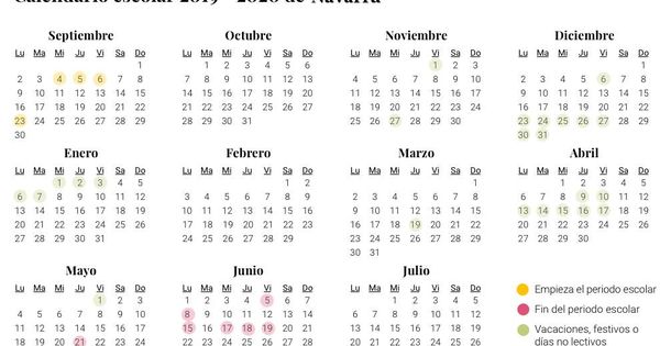 Foto: Calendario escolar 2019-2020 de Navarra (El Confidencial)