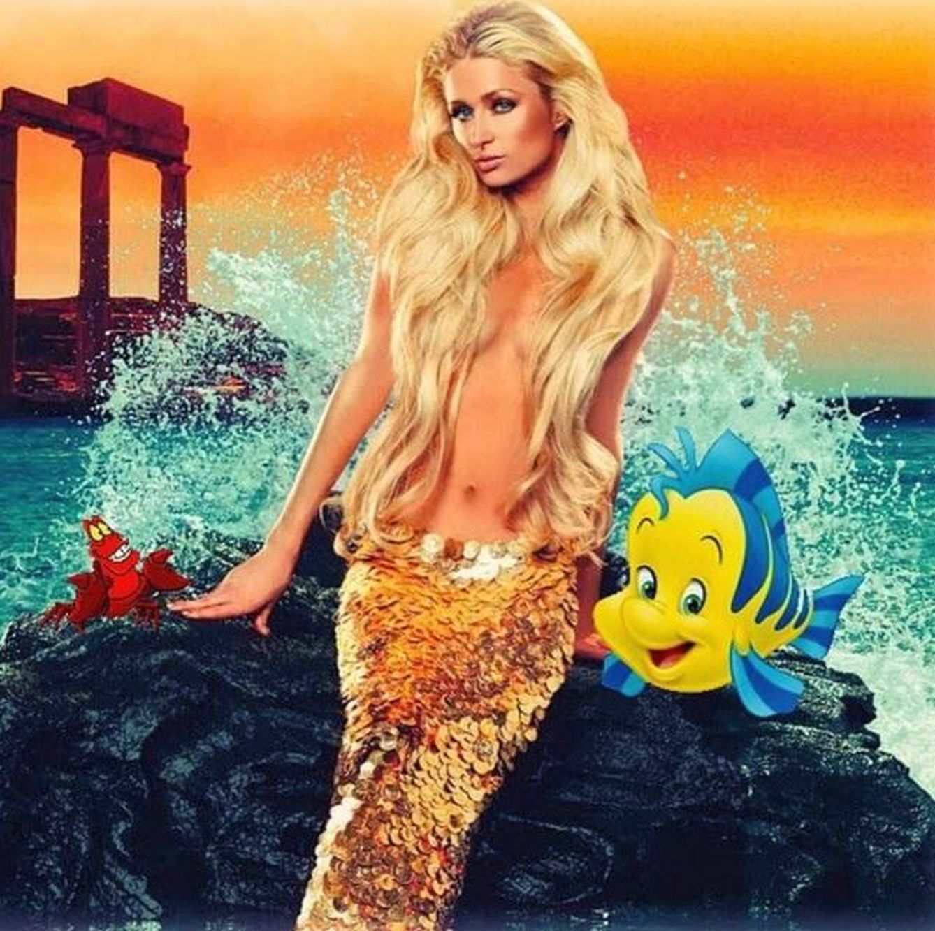 Paris Hilton caracterizada como 'La Sirenita' (Instagram)