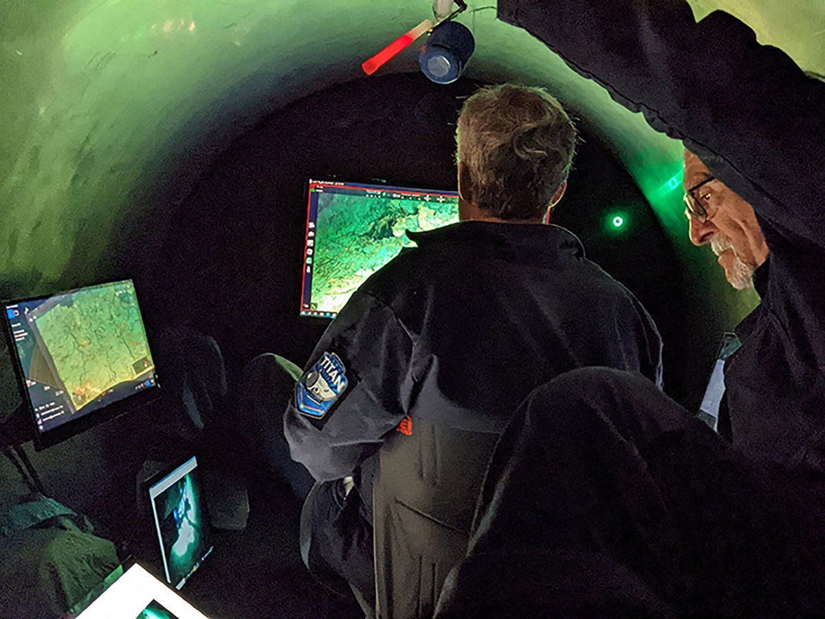 Foto: Interior del submarino Titan durante una expedición. (Oceangate Expeditions/PA Media/DPA)