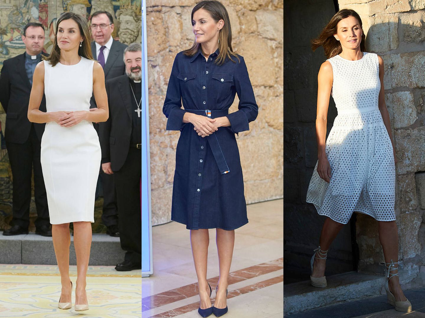 La Reina estrenó estos tres vestidos de Hugo Boss en julio.
