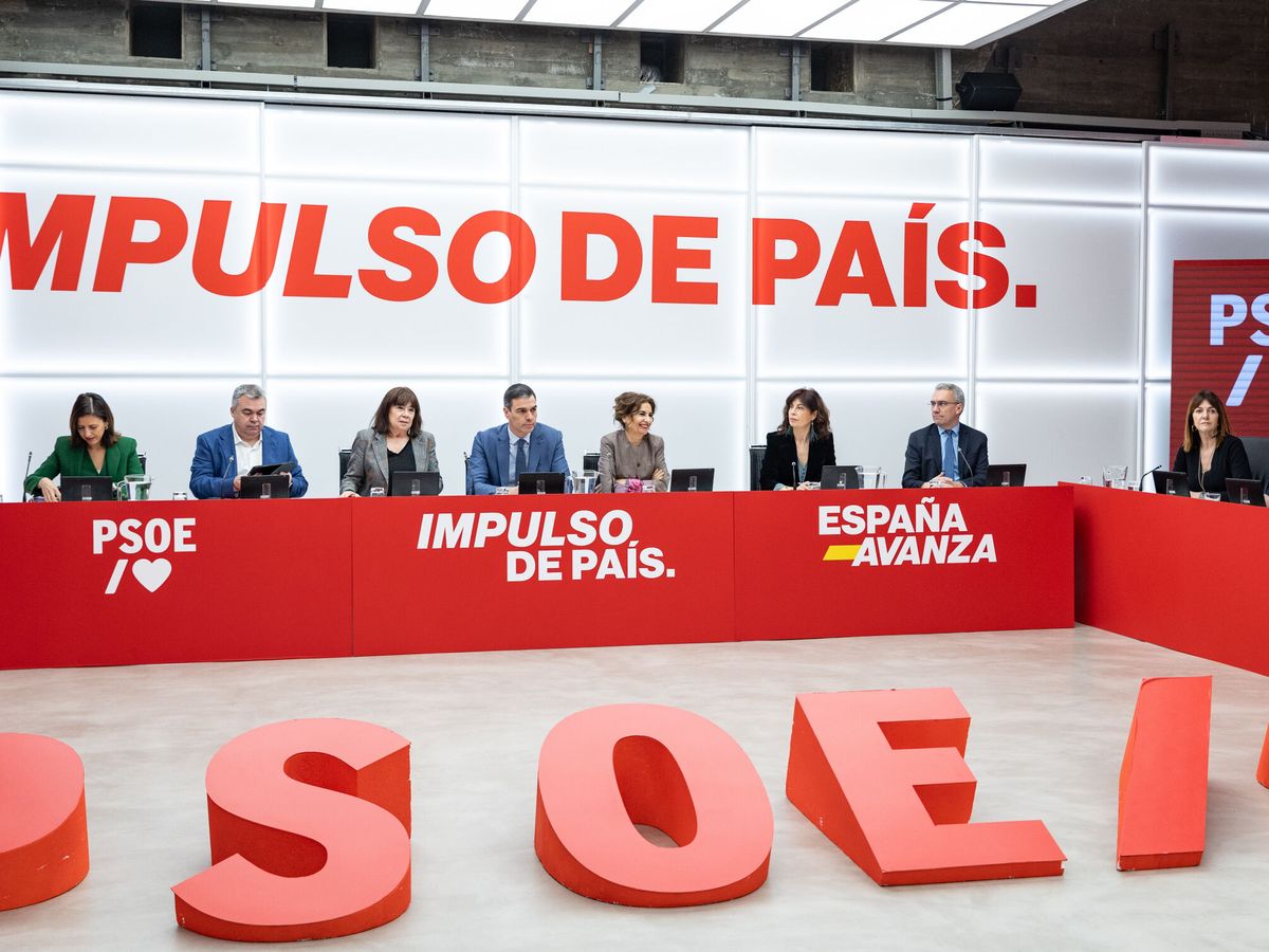 Foto: Pedro Sánchez, este lunes, en la reunión de la Ejecutiva Federal tras el 18-F. (EFE/PSOE/Eugenia Morago)