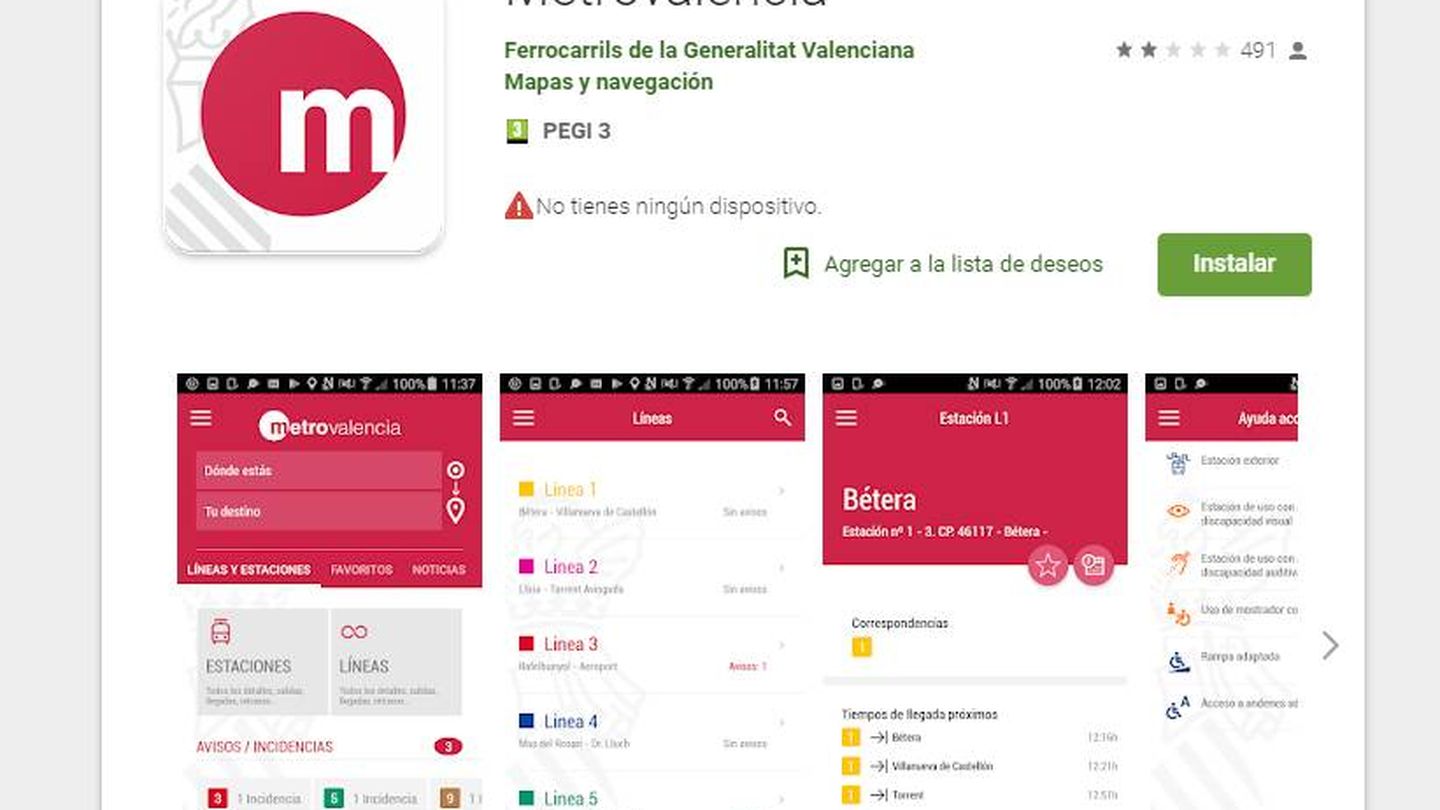 App de Metrovalencia en Google Play