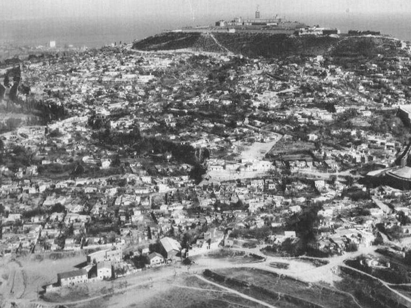 Barracas en Montjuic hacia 1960