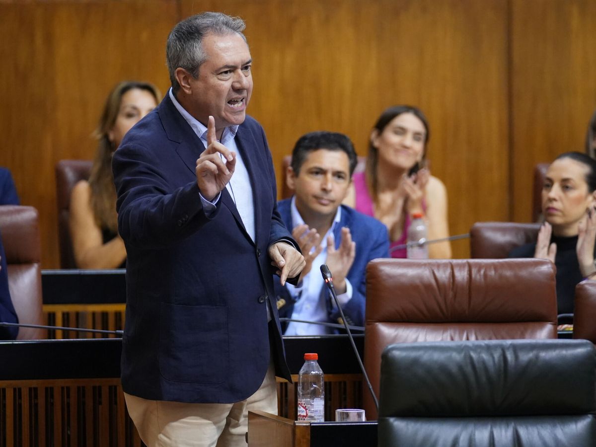 Foto: El líder del PSOE andaluz, Juan Espadas, en el Pleno del Parlamento de Andalucía. (Europa Press / Francisco J. Olmo)