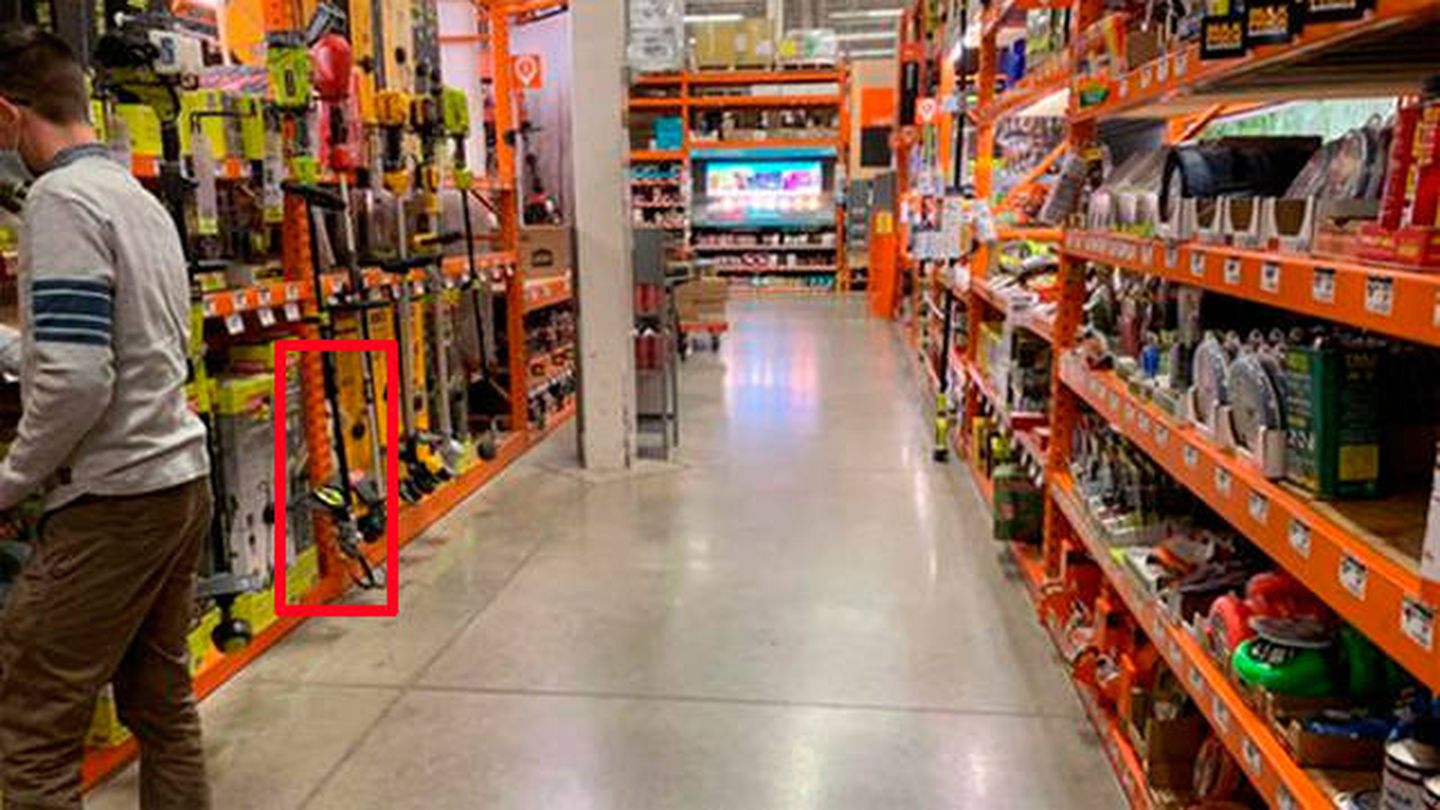 El perro estaba escondido en un estante de la zona izquierda (Facebook)