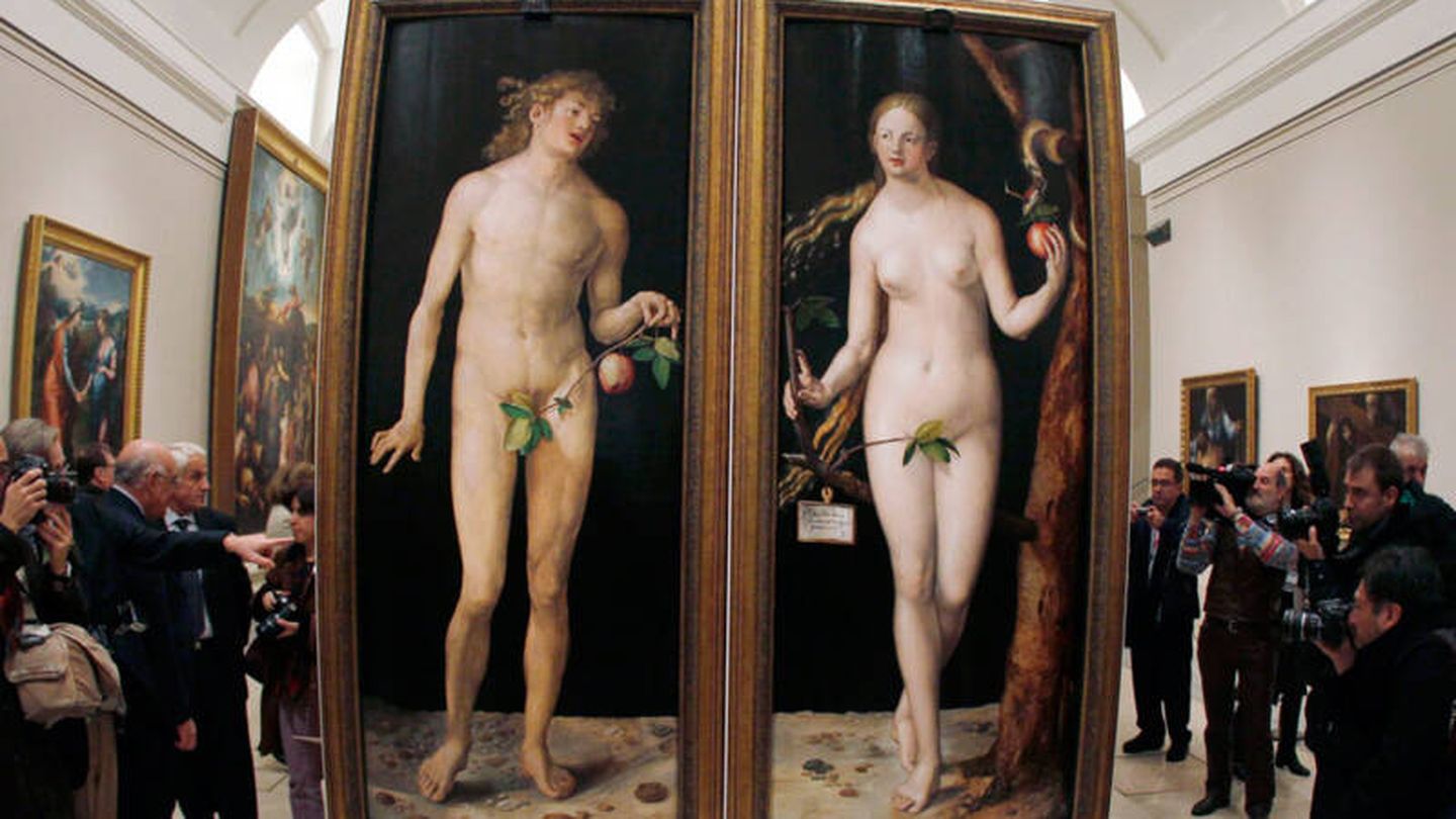 Adán y Eva con el árbol del conocimiento del bien y del mal, por Alberto Durero. (Museo Del Prado)