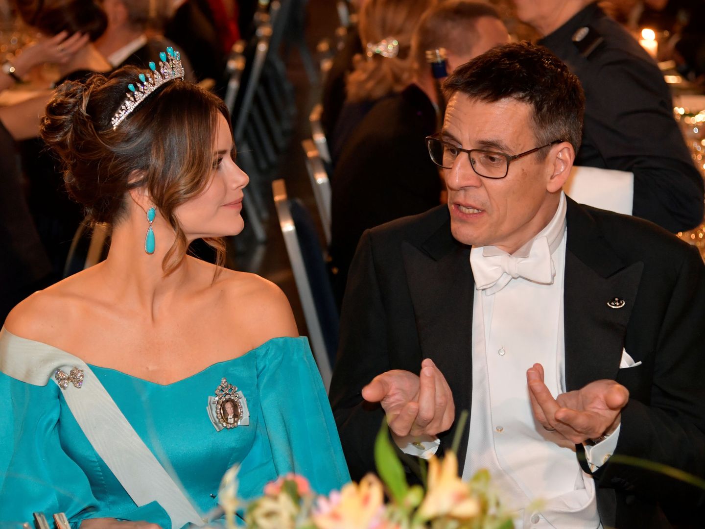 Sofía de Suecia, en la última gala de los Premios Nobel, con la tiara rematada por turquesas. (EFE)