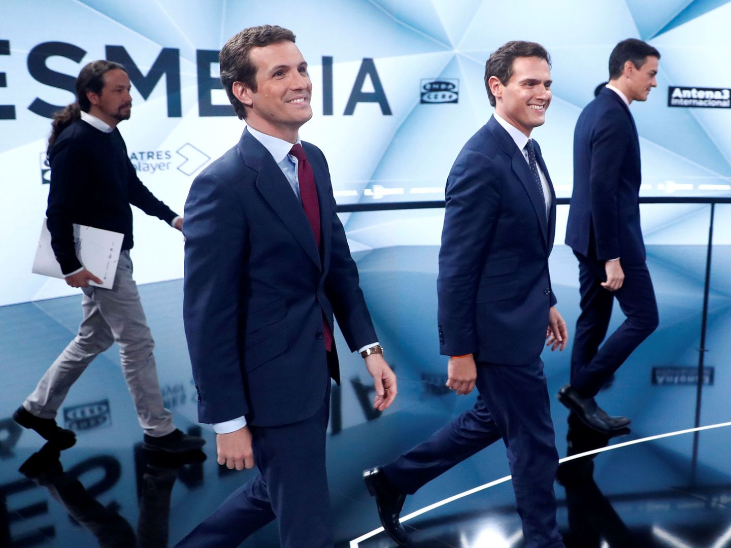 Iglesias, Casado, Rivera y Sánchez en el debate de Atresmedia del pasado 23 de abril. (Reuters)