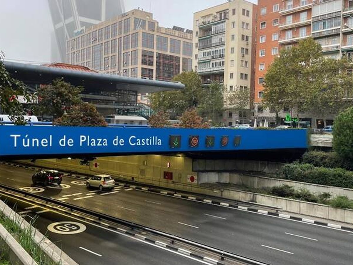 Foto: Vista de la recreación de uno de los nuevos paneles de acceso al túnel de plaza de Castilla. (Ayuntamiento de Madrid)