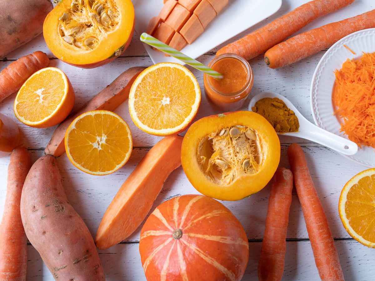 Foto: El color naranja de alimentos como la calabaza, zanahorias o boniatos se debe a un pigmento llamado betacaroteno. (iStock)