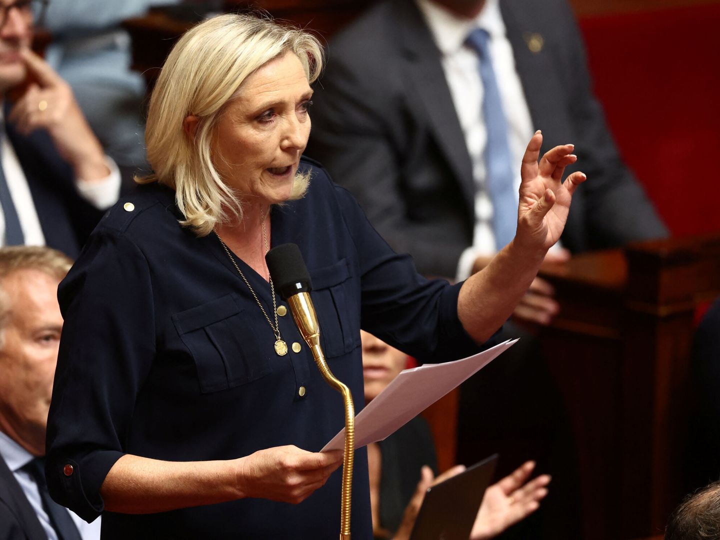 Marine Le Pen durante una intervención en la Asamblea Nacional francesa en julio pasado.