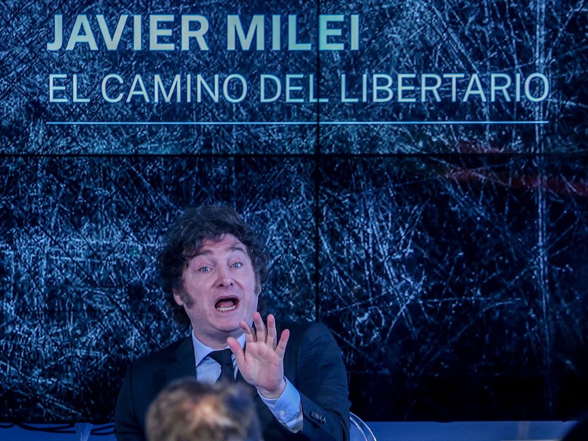 Foto: Javier Milei, en la presentación de su libro 'El Camino de libertario' en Madrid. (Europa Press/Ricardo Rubio)