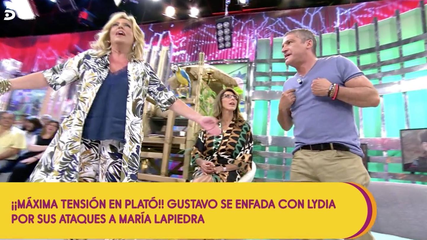 Cara a cara entre Lydia Lozano y Gustavo González en 'Sálvame'. (Telecinco)