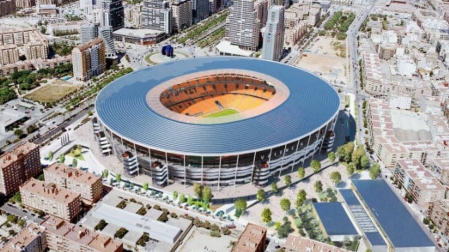 Último diseño del estadio de Nuevo Mestalla, en la avenida de las Cortes de Valencia. 