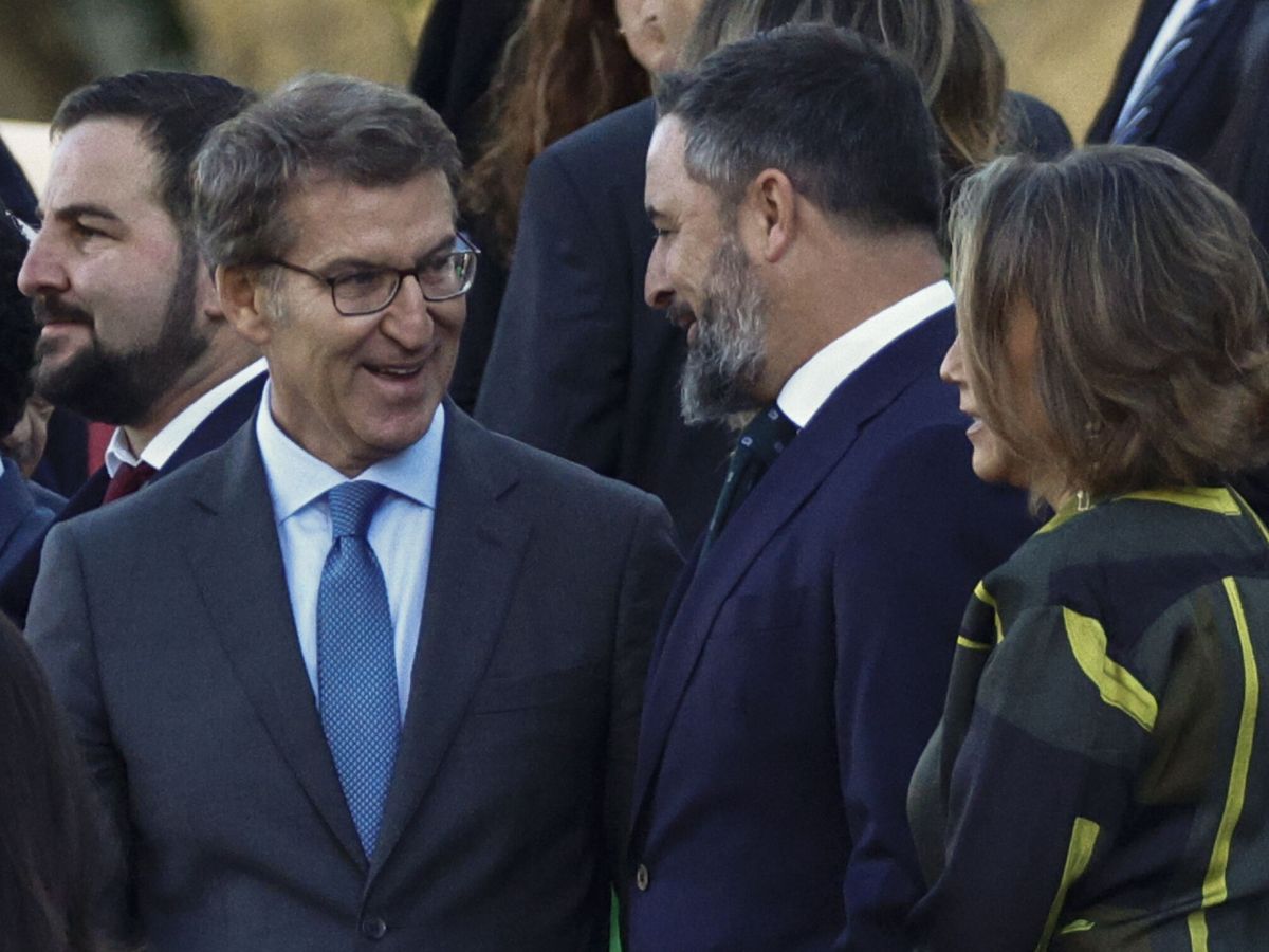 Foto: El líder del PP, Alberto Núñez Feijóo, y el presidente de Vox, Santiago Abascal. (EFE/Rodrigo Jiménez)