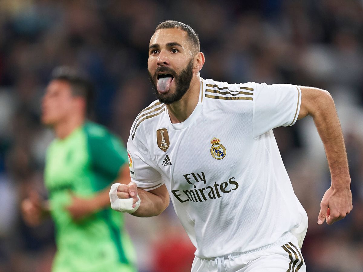 Foto: El delantero del Madrid, con la lengua coloreada tras haber consumido 'snus'. (Getty/Quality Sport Images)