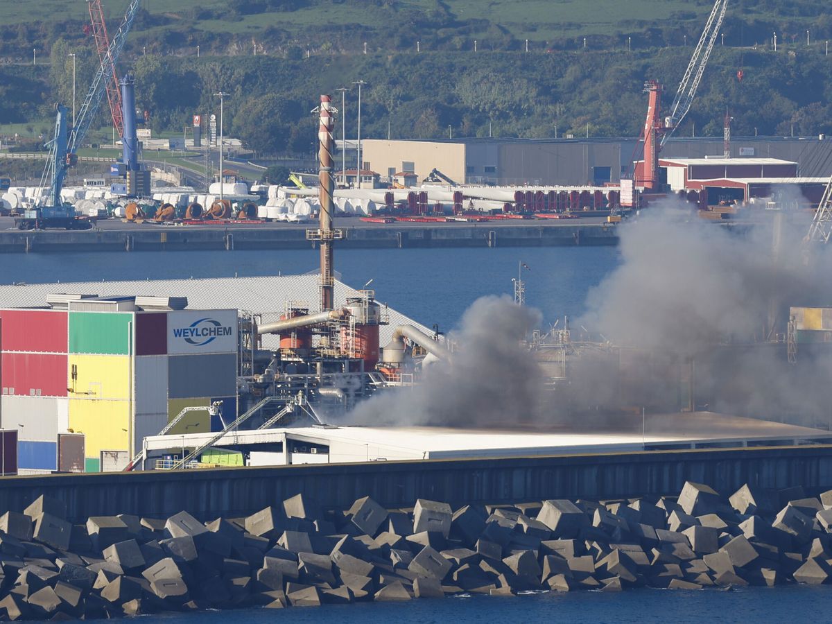 Foto: Incendio en un almacén del puerto de Bilbao. (EFE/Miguel Toña)