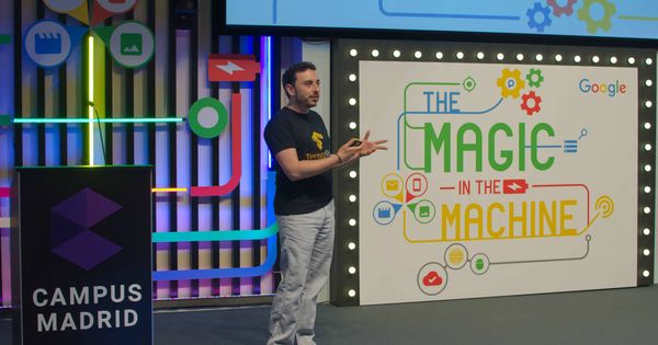Foto: Sergio Guadarrama en el evento ‘The magic in the machine’ celebrado en Campus Madrid (Google España)
