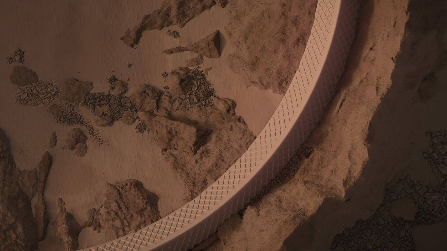 Todavía faltan décadas para que podamos construir una estructura así en Marte. (Makhno Studio)