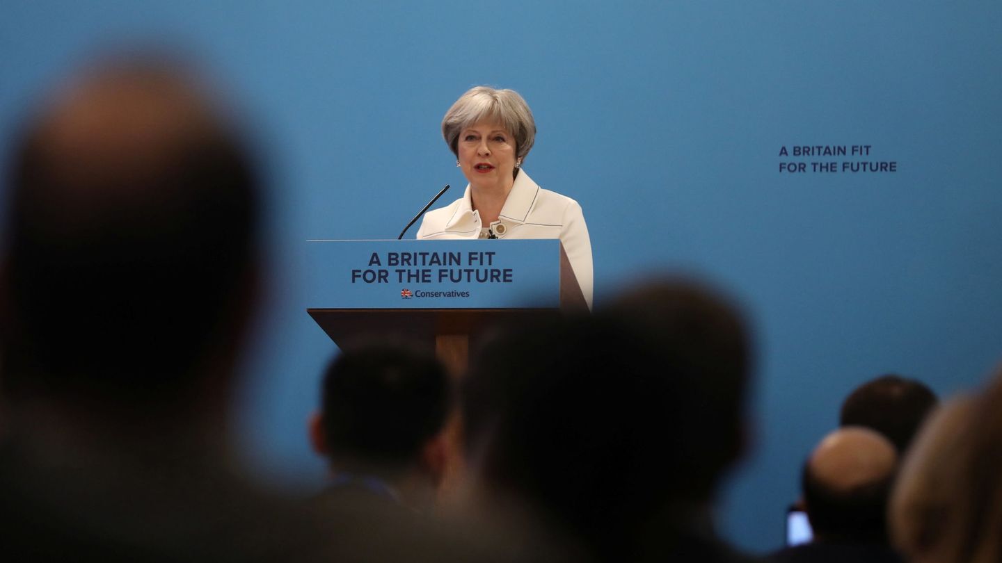 Theresa May durante un foro del Partido Conservador en Londres, el 17 de marzo de 2018. (Reuters) 