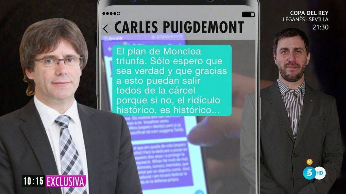Puigdemont, en un mensaje de móvil: "Moncloa triunfa. Nos han sacrificado"