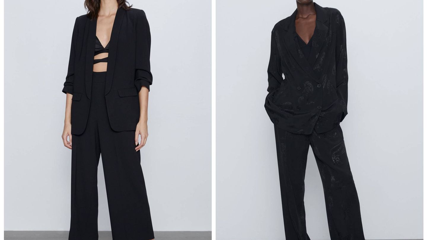 Dos nuevos trajes negros de Zara. (Cortesía)