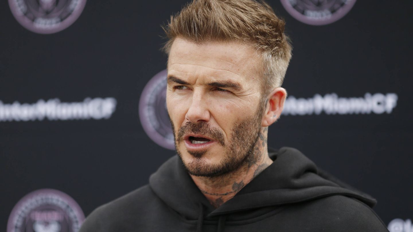David Beckham, con un corte de pelo perfecto justo antes de la cuarentena. (Getty)