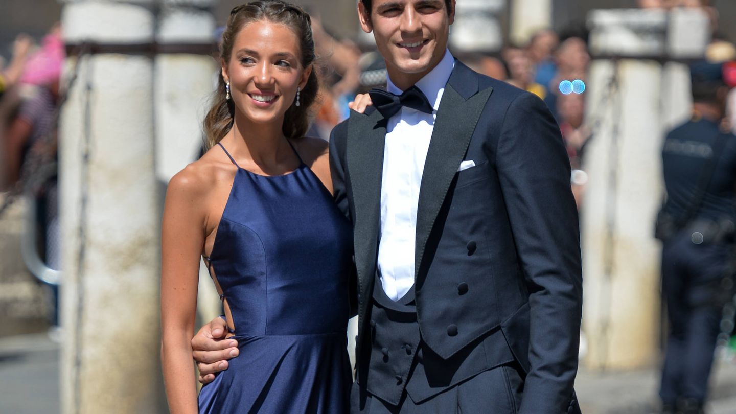 Alice Campello y Álvaro Morata en la boda de Pilar Rubio y Sergio Ramos. (Getty)