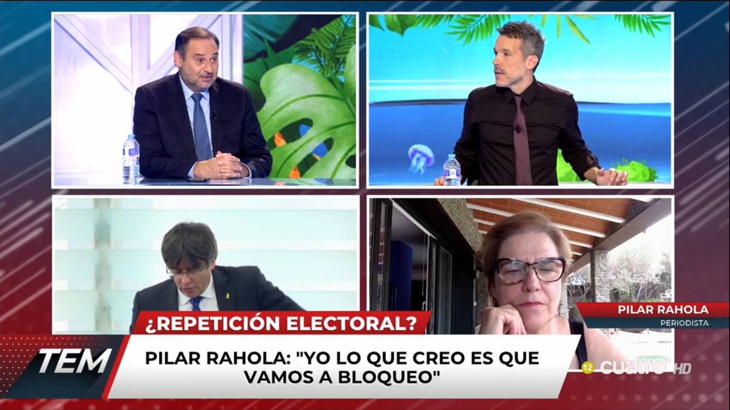 Javier Gómez y Pilar Rahola, en 'Todo en mentira'. (Mediaset)