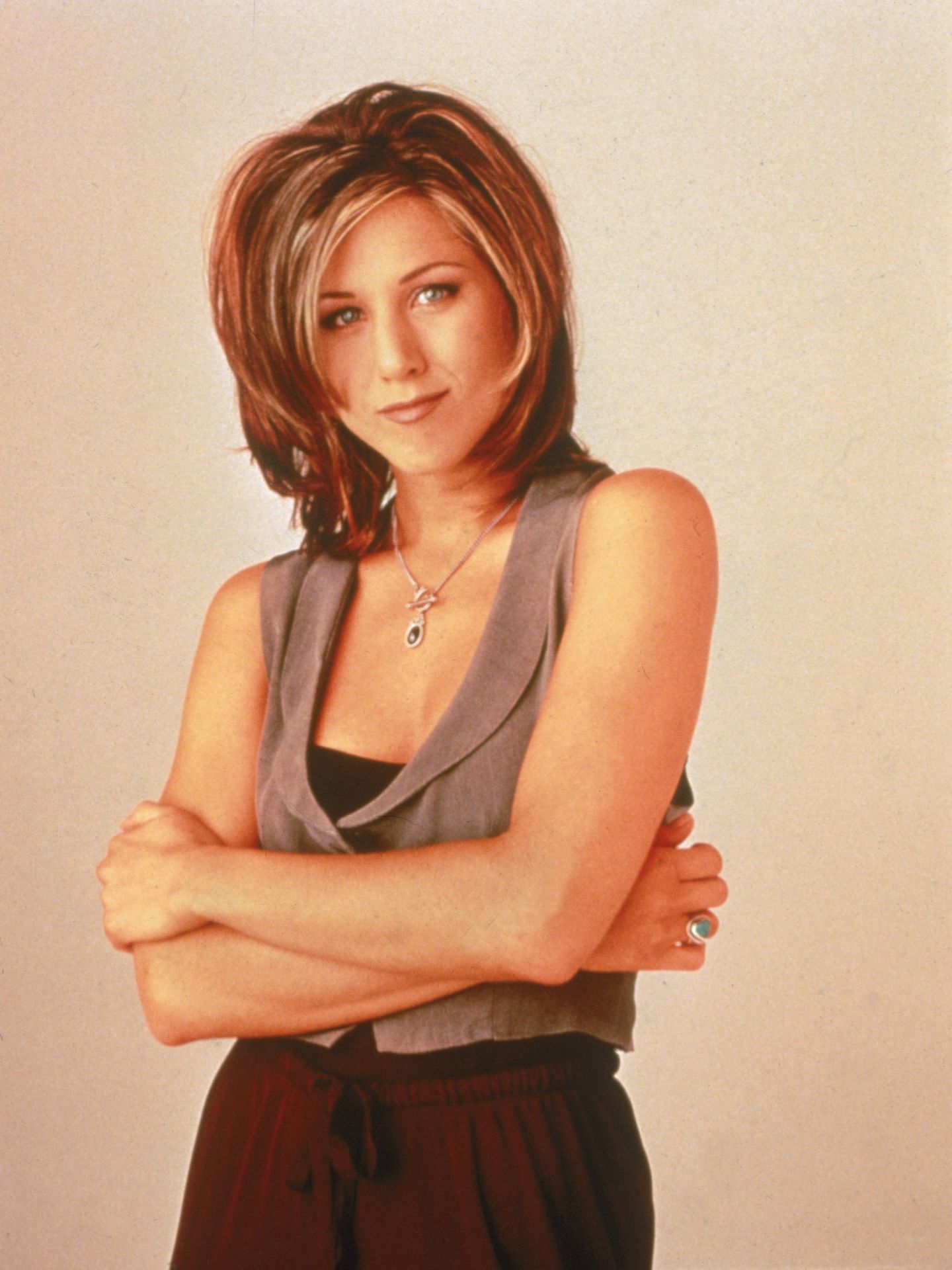 Jennifer Aniston en una sesión de fotos para 'Friends' en 1995 (Getty Images)