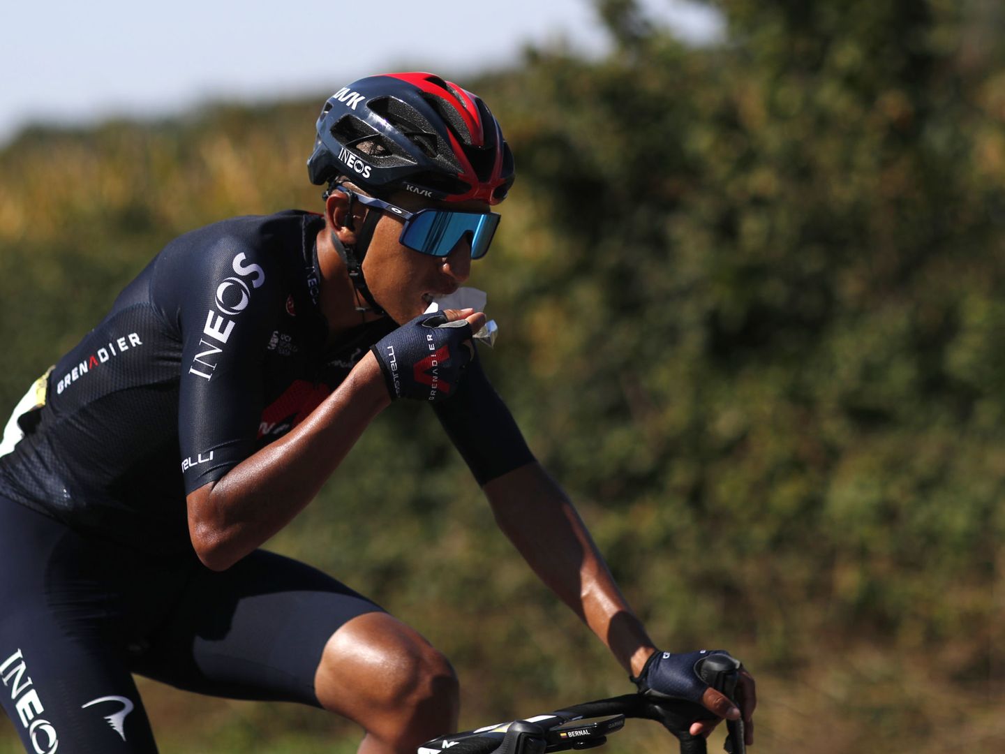 Cycling - Tour de France - Stage 15 - Lyon to Grand Colombier - France - September 13, 2020.  Team INEOS Grenadiers rider Egan Bernal of Colombia in action REUTERS Stephane Mahe