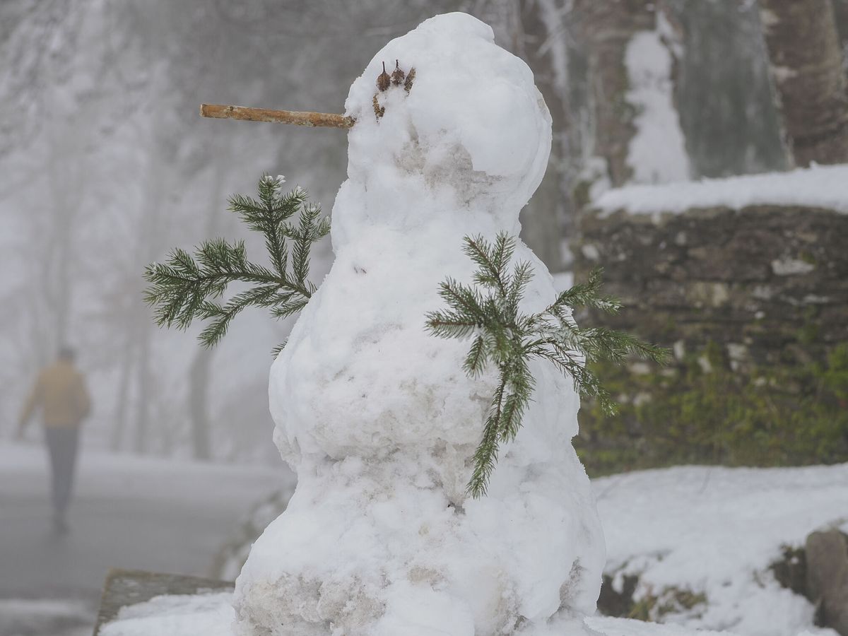Foto: Un muñeco de nieve en Lugo tras la nevada de ayer. (EFE/Eliseo Trigo)