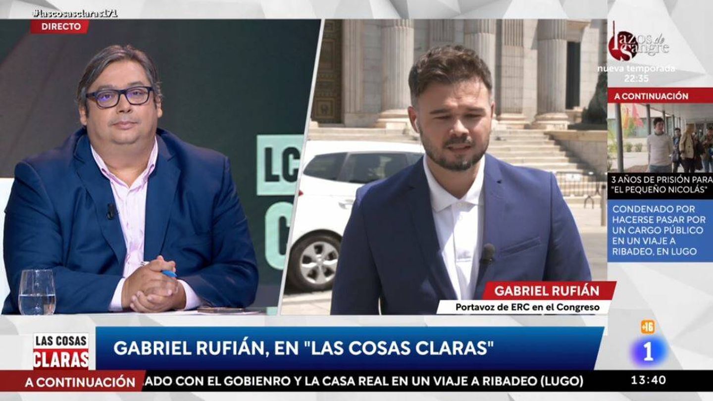 Francisco Simón y Gabriel Rufián, en 'Las cosas claras'. (RTVE)