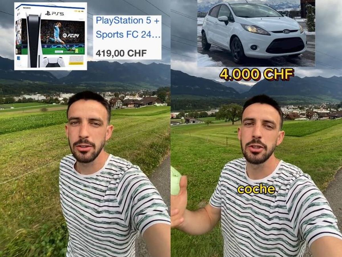 Foto: Un joven que vive en Suiza comparte cuántas horas tiene que trabajar para comprarse su PS5 y su coche (TikTok/@flakete10)