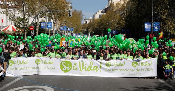 Foto: Cabecera de la "'Marcha por la vida' convocada este domingo en Madrid. (EFE)