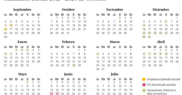 Foto: Calendario escolar 2019-2020 Granada (El Confidencial)