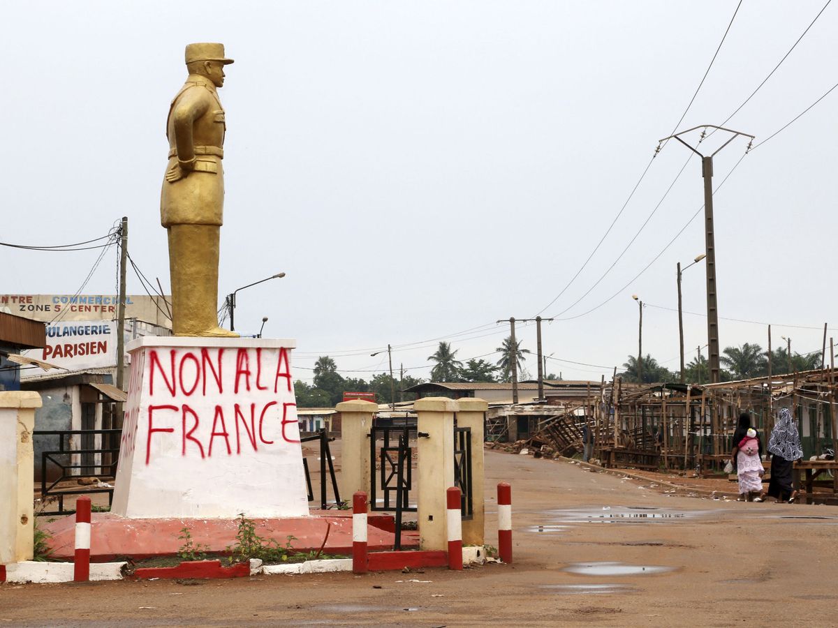 Foto: Mensaje contra Francia en República Centroafricana. (Reuters/Emmanuel Braun)