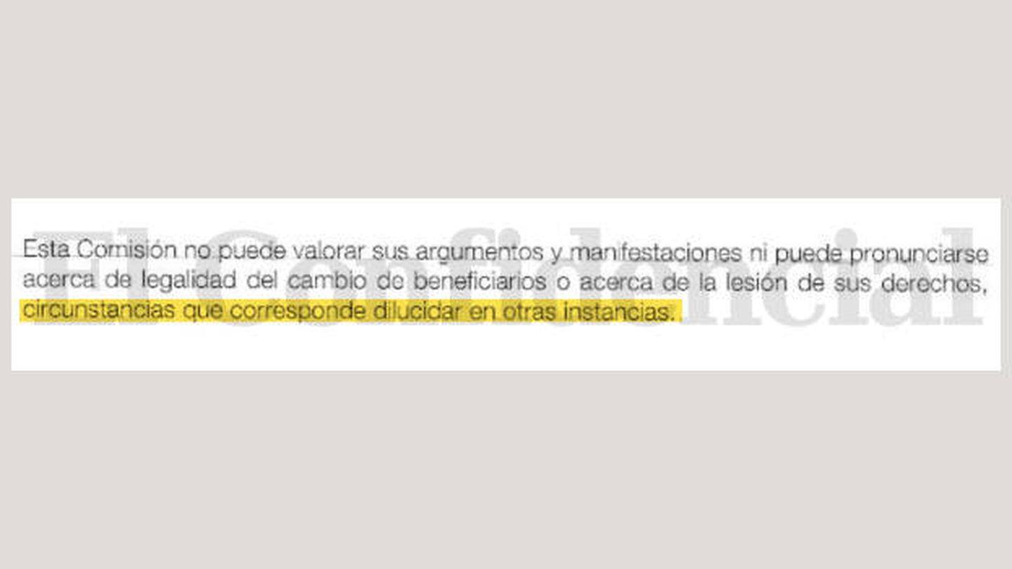 La respuesta de la comisión de control del Banco de España en mayo de 2014.