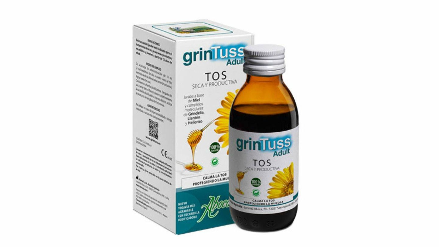 El frasco del jarabre GrinTuss está elaborado con vidrio farmacológico. (Aboca)