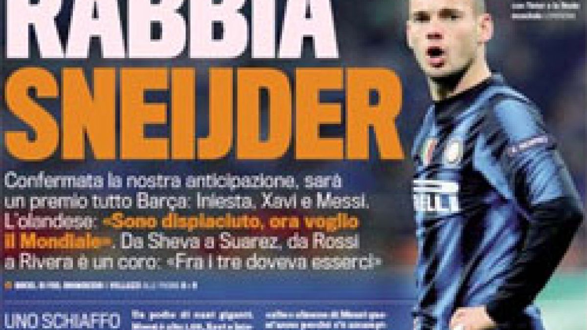 Italia califica de "injusticia" que Messi opte al Balón de Oro y Sneijder no