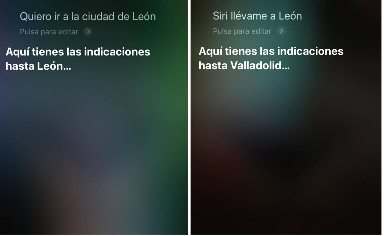 Estas son las indicaciones de Siri para ir a León.