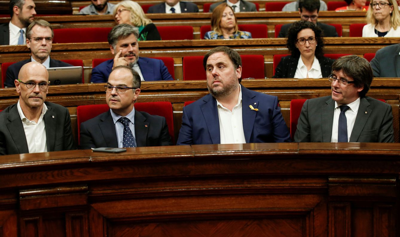 Carles Puigdemont, Oriol Junqueras, Jordi Turull y Raül Romeva. (Reuters)