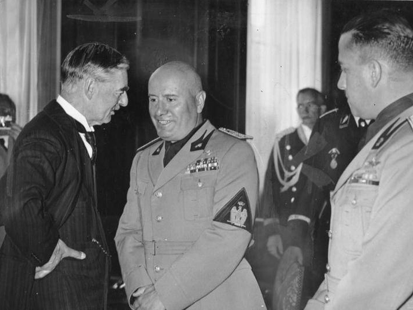 Neville Chamberlain y Benito Mussolini en 1938