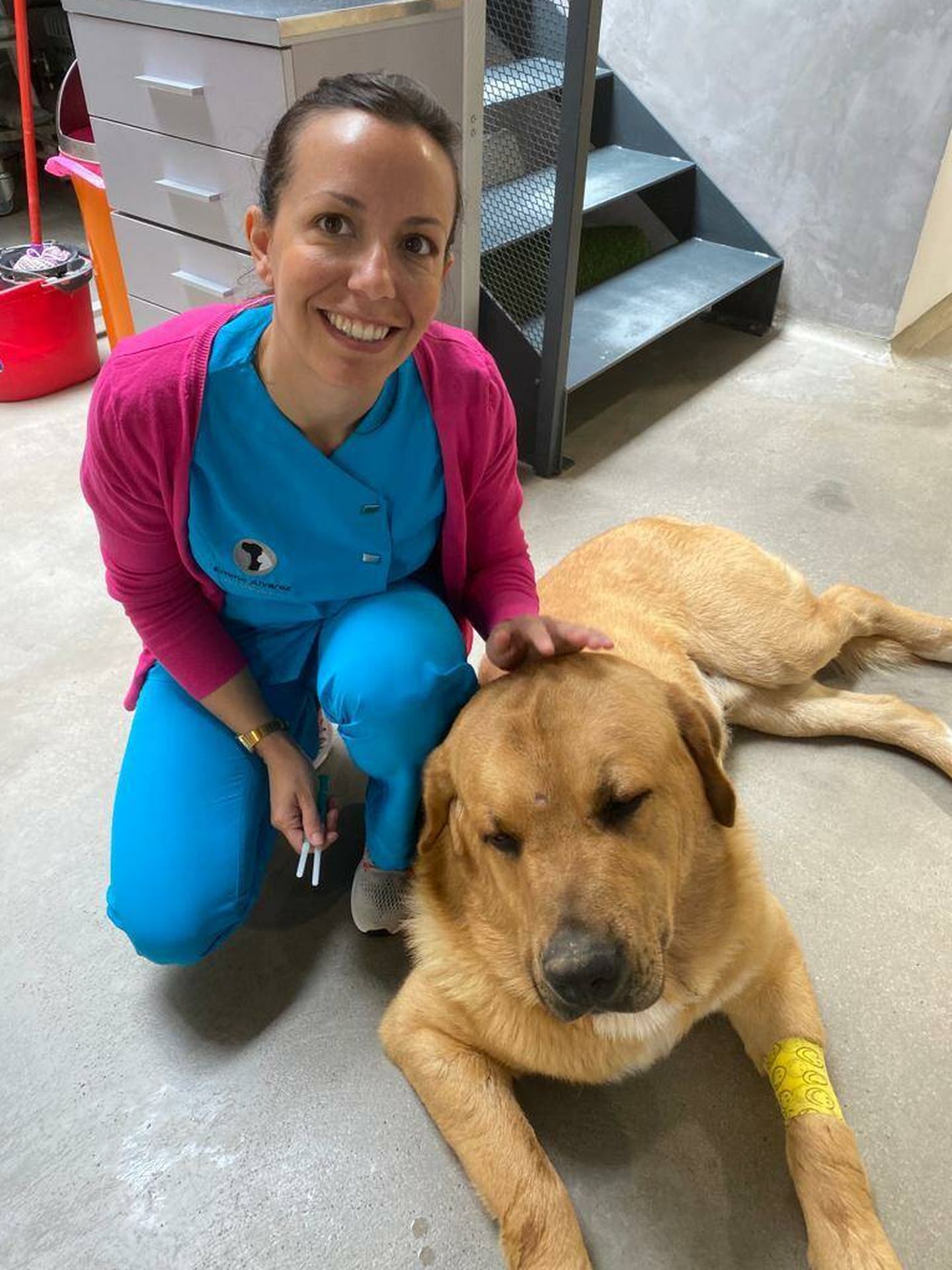 Emma, veterinaria, con uno de sus 'pacientes'. (Cedida)
