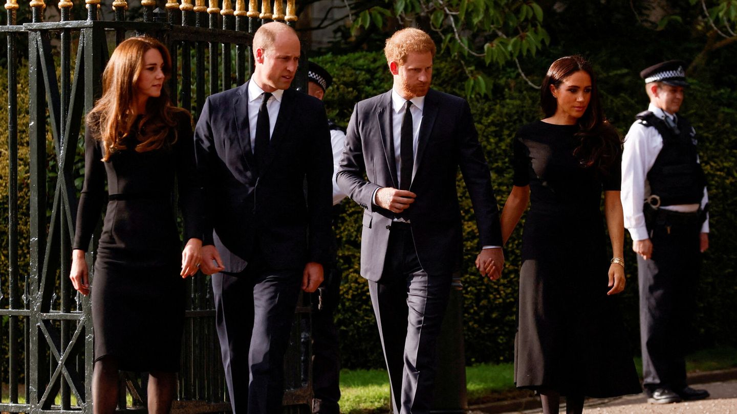 Los miembros de la Casa Real británica, juntos en el funeral de Isabel II. (Reuters)