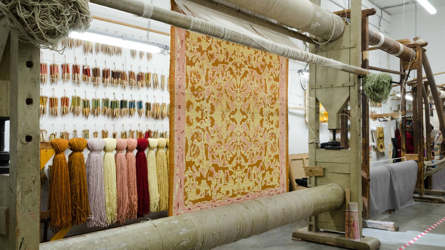La alfombra protagonista antes de ser cortada en la Real Fábrica de Tapices. (Cortesía)
