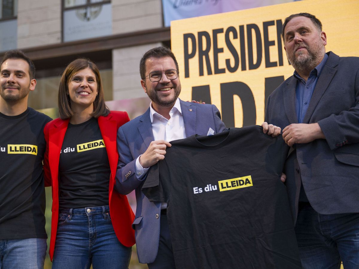 Foto: Oriol Junqueras y Pere Aragonès, durante la pasada campaña electoral a las catalanas. (EFE/Álex López)